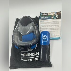 Wildhorn Seaview 180° Full Face Snorkel Mask Black Blue L/XL